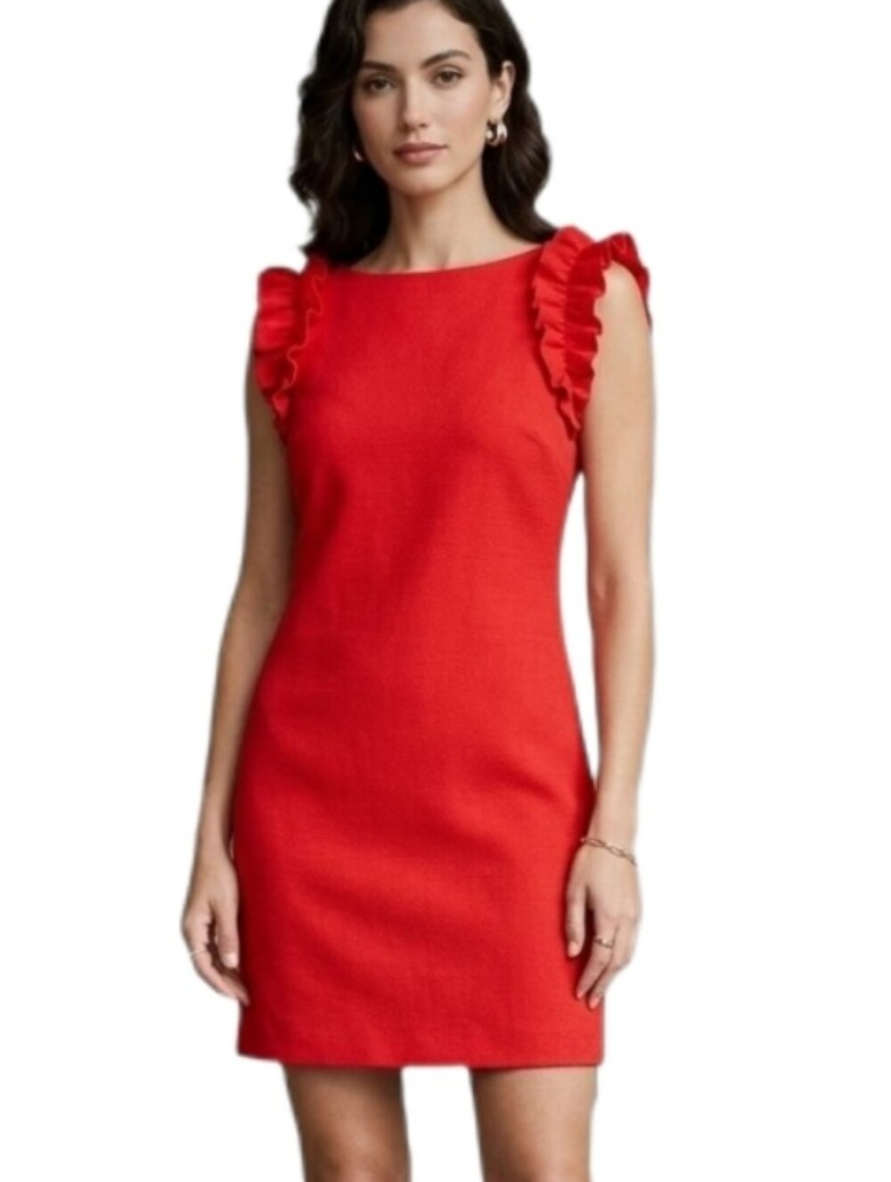 TRINA TURK Dress Sienna Tropical Ruffle Sleeveless Orange Size 4